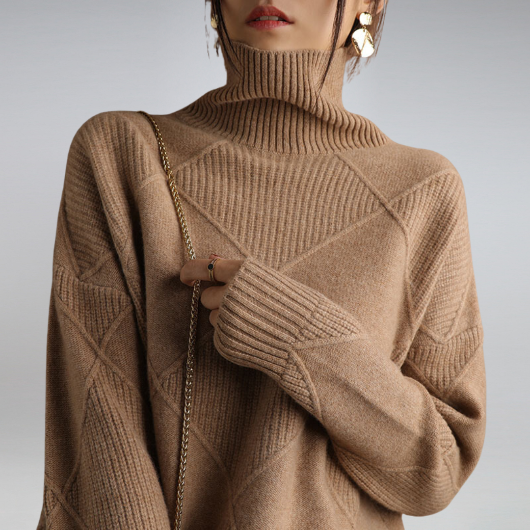Women’s Textured Wool Blend Knit Jumper for Cold Weather