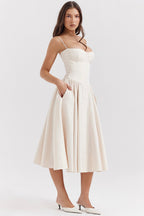 Women’s Cotton Midi Dress for Spring Occasions