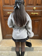 Women’s Wool Coat with Faux Fur Cuffs for Winter
