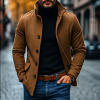Men’s Wool Winter Coat with Stand Collar