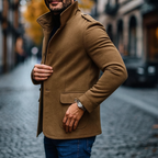 Men’s Wool Winter Coat with Stand Collar