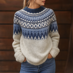 Women’s Wool Knit Winter Jumper with Nordic Pattern