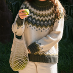 Women’s Wool Knit Winter Jumper with Nordic Pattern