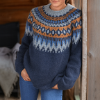 Women’s Wool Knit Winter Jumper with Nordic Pattern