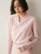 Women’s Cashmere Wrap Neck Jumper for Early Spring