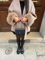 Women’s Wool Coat with Faux Fur Cuffs for Winter
