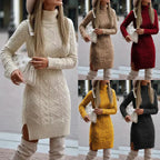 Women’s Cable Knit Jumper Dress Wool Blend for Winter