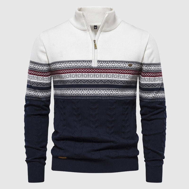 Men's Wool Blend Half Zip Knit Jumper for Winter