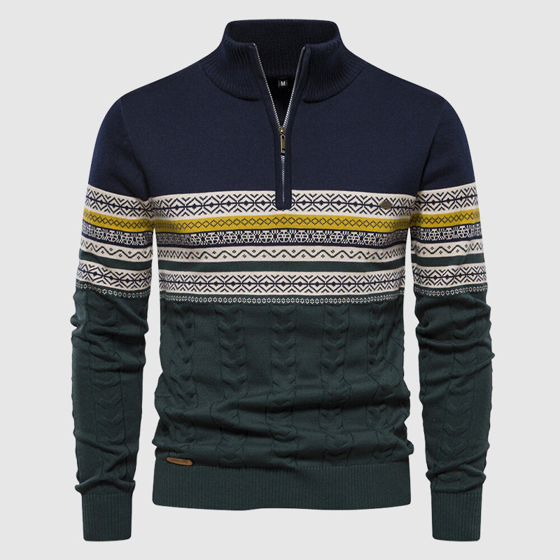 Men's Wool Blend Half Zip Knit Jumper for Winter