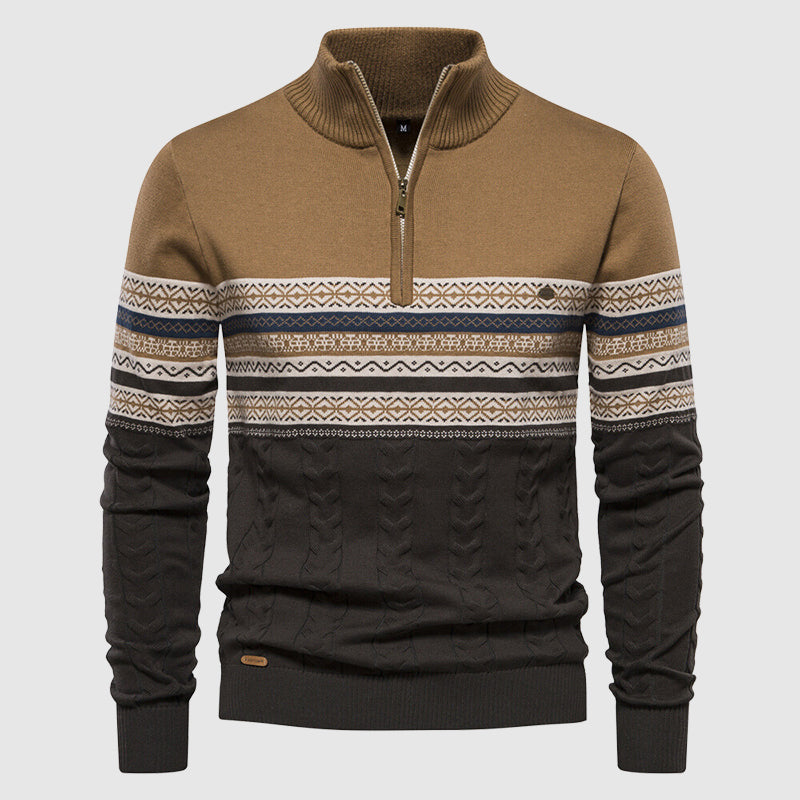 Men's Wool Blend Half Zip Knit Jumper for Winter