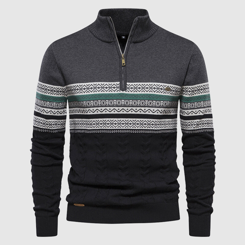 Men's Wool Blend Half Zip Knit Jumper for Winter