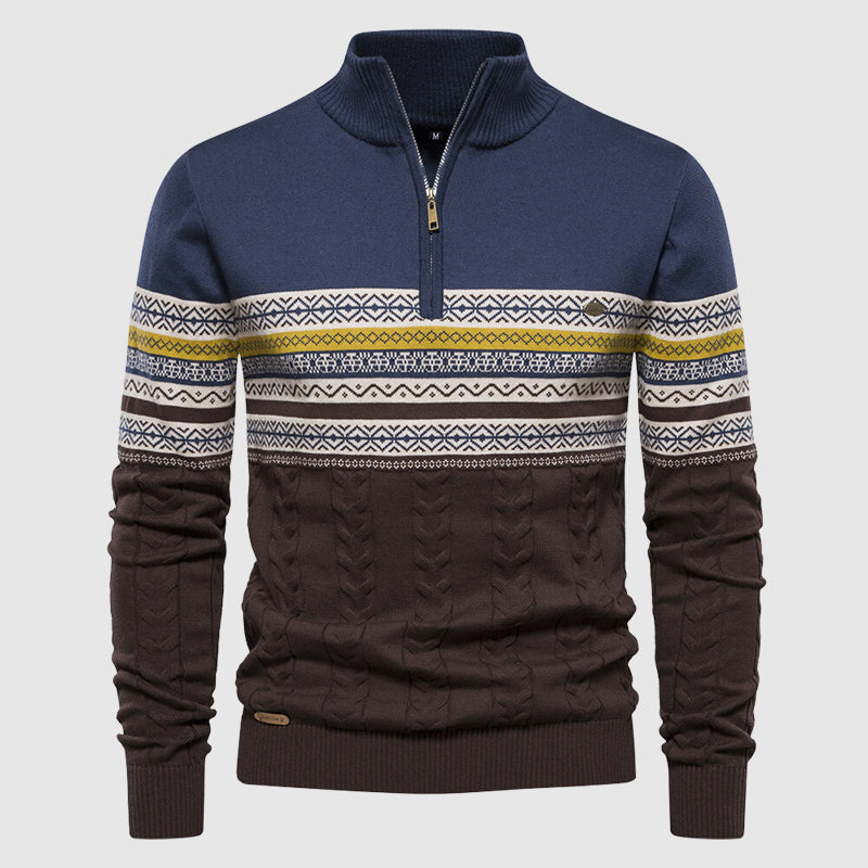 Men's Wool Blend Half Zip Knit Jumper for Winter