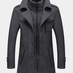 Men’s Wool Blend Winter Overcoat with Zip Insert