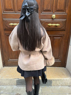 Women’s Wool Coat with Faux Fur Cuffs for Winter