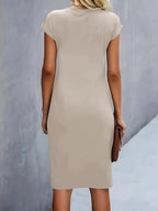 Women’s Midi Dress in Polyester for Winter Wear
