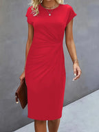 Women’s Midi Dress in Polyester for Winter Wear