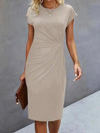 Women’s Midi Dress in Polyester for Winter Wear