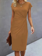 Women’s Midi Dress in Polyester for Winter Wear
