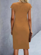 Women’s Midi Dress in Polyester for Winter Wear