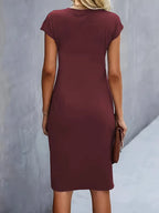 Women’s Midi Dress in Polyester for Winter Wear