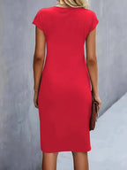 Women’s Midi Dress in Polyester for Winter Wear