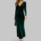 Women’s Velvet Maxi Dress Long Sleeve for Winter