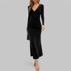 Women’s Velvet Maxi Dress Long Sleeve for Winter