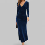 Women’s Velvet Maxi Dress Long Sleeve for Winter