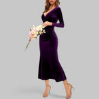 Women’s Velvet Maxi Dress Long Sleeve for Winter