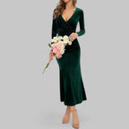 Women’s Velvet Maxi Dress Long Sleeve for Winter