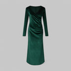 Women’s Velvet Maxi Dress Long Sleeve for Winter