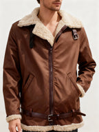Men’s Shearling Leather Jacket for Winter Casual Wear