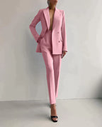 Women’s Tailored Blazer and Trousers Suit Set in Wool Blend for Spring Wear