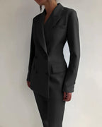 Women’s Tailored Blazer and Trousers Suit Set in Wool Blend for Spring Wear