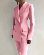 Women’s Tailored Blazer and Trousers Suit Set in Wool Blend for Spring Wear