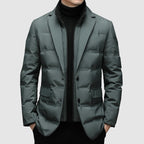 Men’s Puffer Blazer Jacket in Wool Blend for Winter