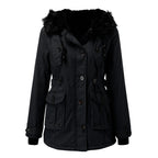 Women’s Insulated Winter Parka Jacket with Faux Fur Hood