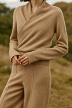 Women’s Cashmere Wrap Neck Jumper for Early Spring