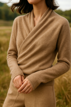 Women’s Cashmere Wrap Neck Jumper for Early Spring
