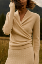 Women’s Cashmere Wrap Neck Jumper for Early Spring