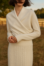 Women’s Cashmere Wrap Neck Jumper for Early Spring