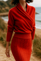 Women’s Cashmere Wrap Neck Jumper for Early Spring