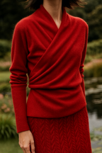 Women’s Cashmere Wrap Neck Jumper for Early Spring