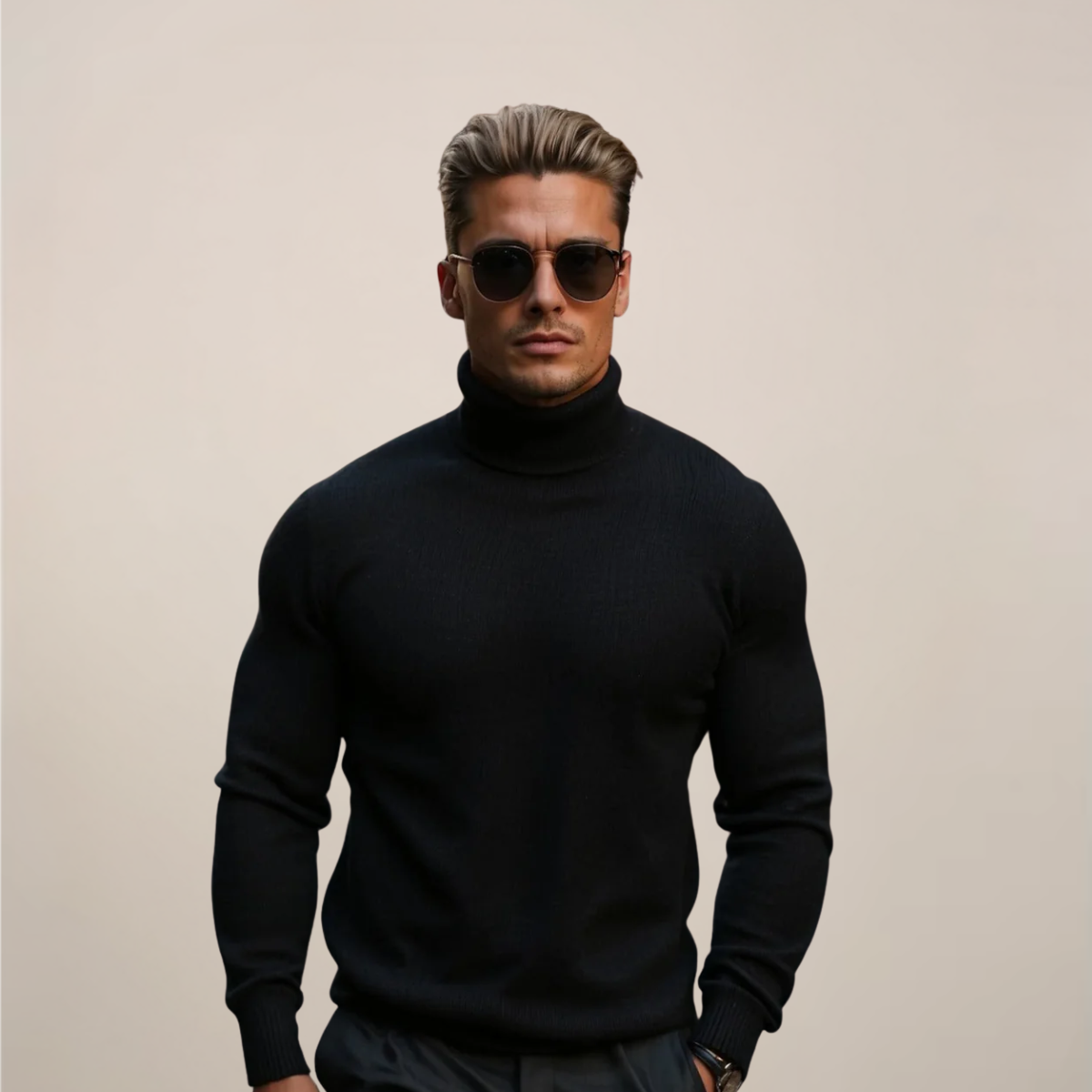 Men’s Merino Wool Turtleneck Jumper for Winter