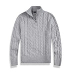 Men’s Wool Half Zip Cable Knit Jumper for Winter