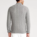 Men’s Wool Half Zip Cable Knit Jumper for Winter