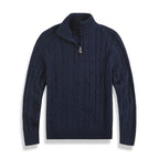 Men’s Wool Half Zip Cable Knit Jumper for Winter