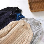 Men’s Wool Half Zip Cable Knit Jumper for Winter
