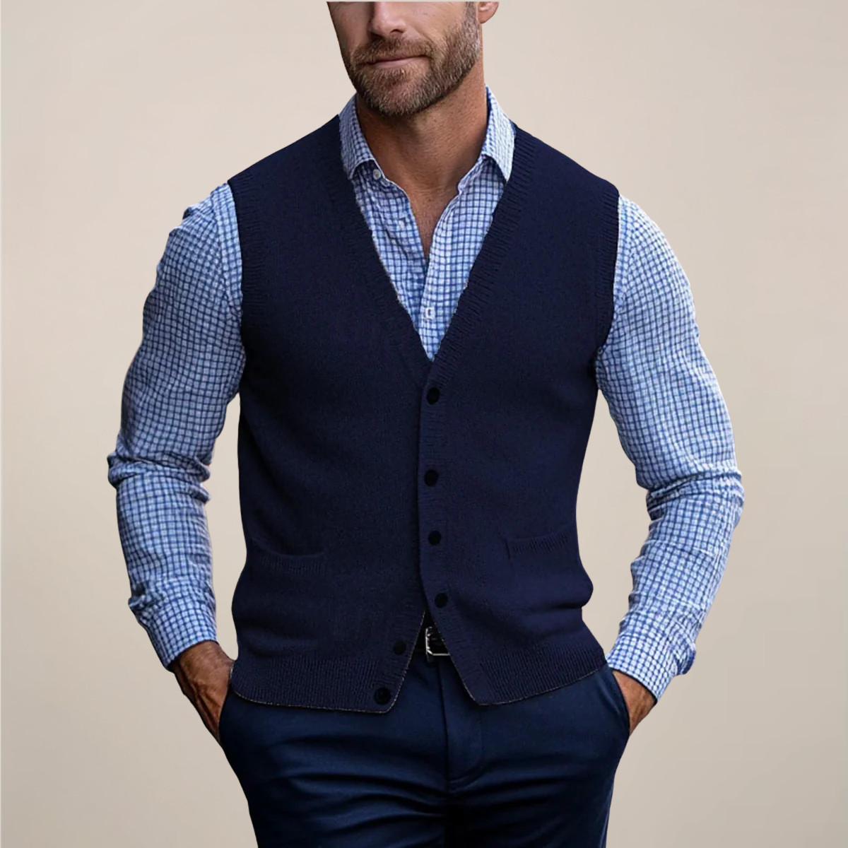 Men's Wool Knit Vest Spring