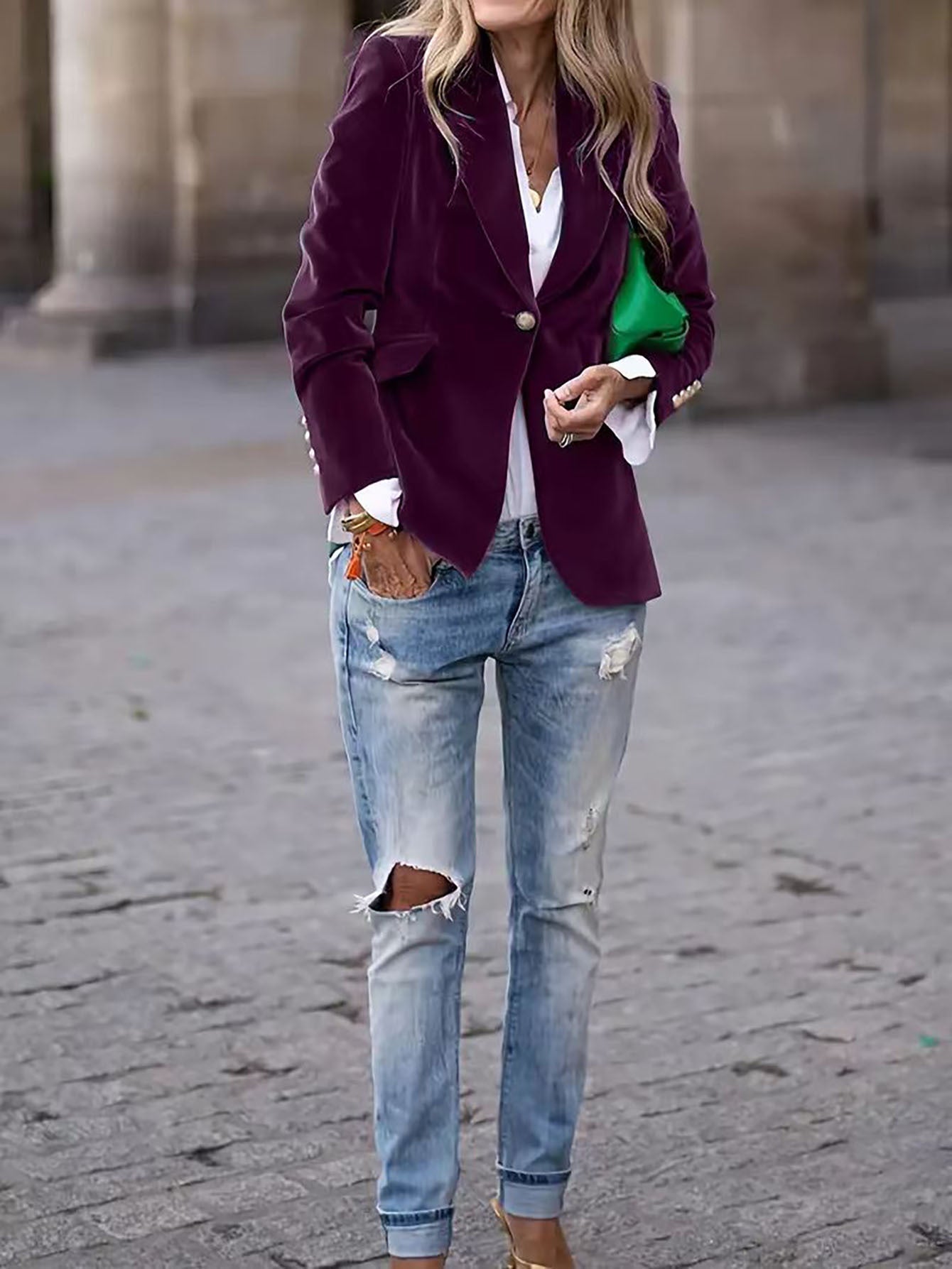 Women’s Velvet Blazer Jacket for Early Spring